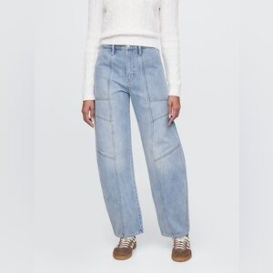 GAP Barrel High Rise Jeans Wide Leg Utility Denim 28 Light Wash Casual